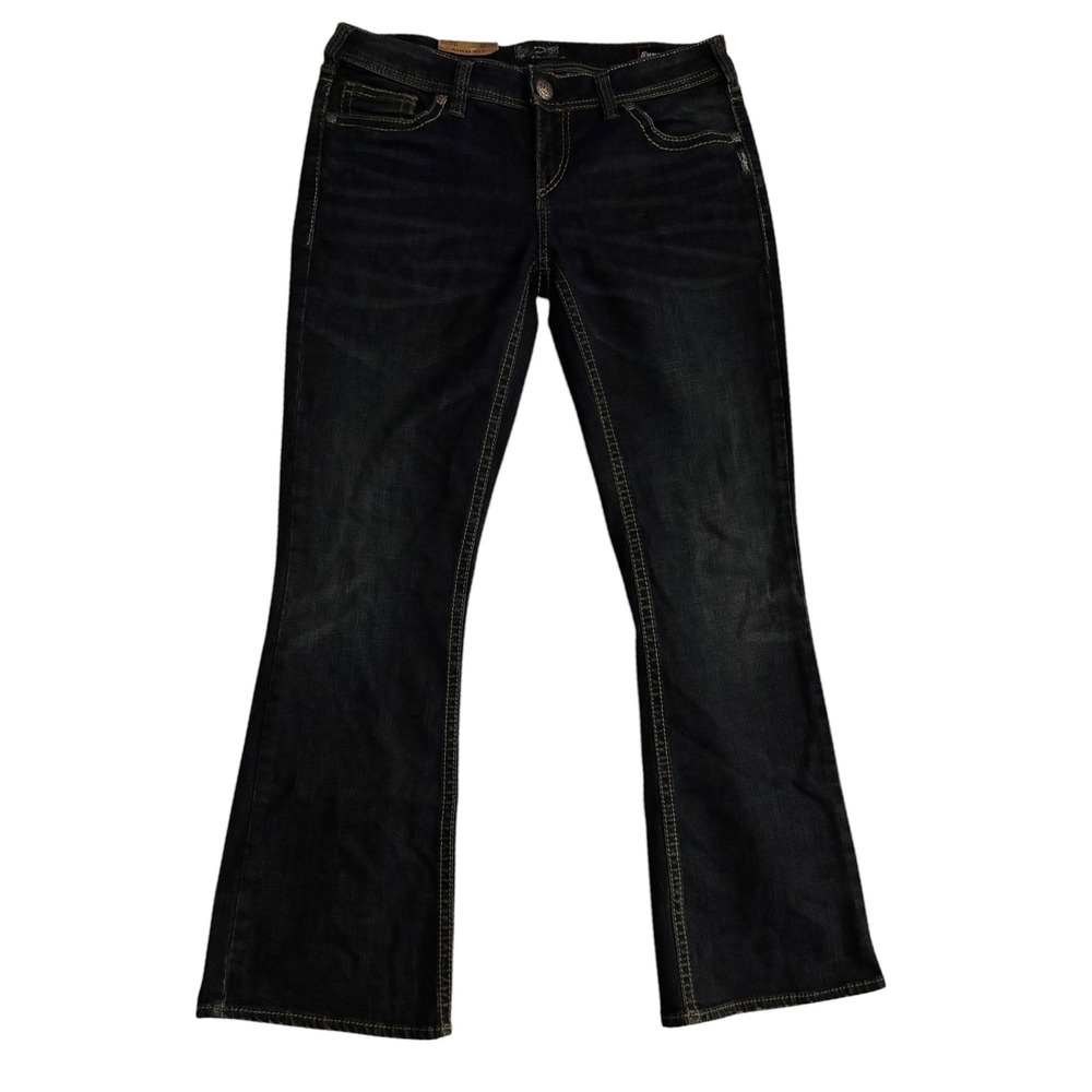 NWT Silver Jeans Dark Wash Mid Rise Bootcut Jeans Curvy Stretch Denim 32x31